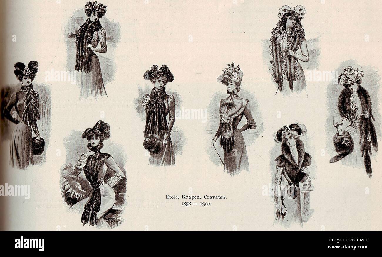 Felletole, Kragen, Schals (1898-1900) (zugeschnitten). Stockfoto