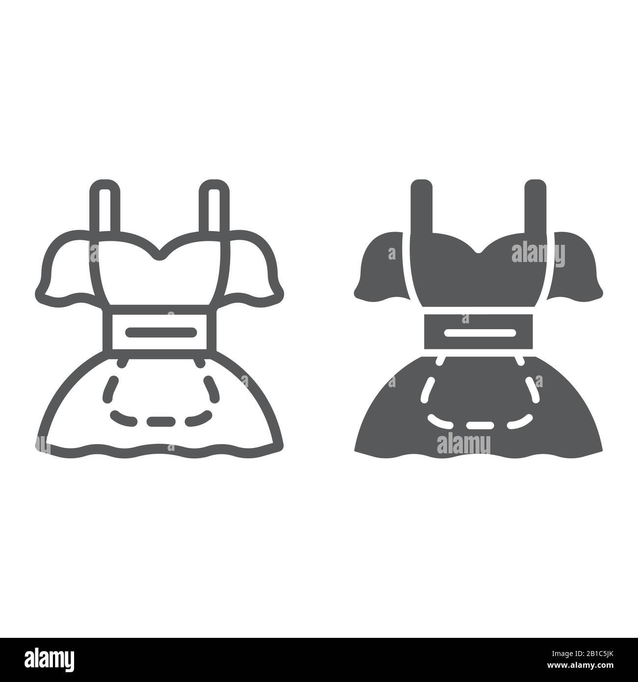 Biermädchen Dirndl Kostümlinie und Glyph-Ikone, ST patrick's Day und oktoberfest, patrick's Dress Sign, Vektorgrafiken, ein lineares Muster auf einem weißen Stock Vektor