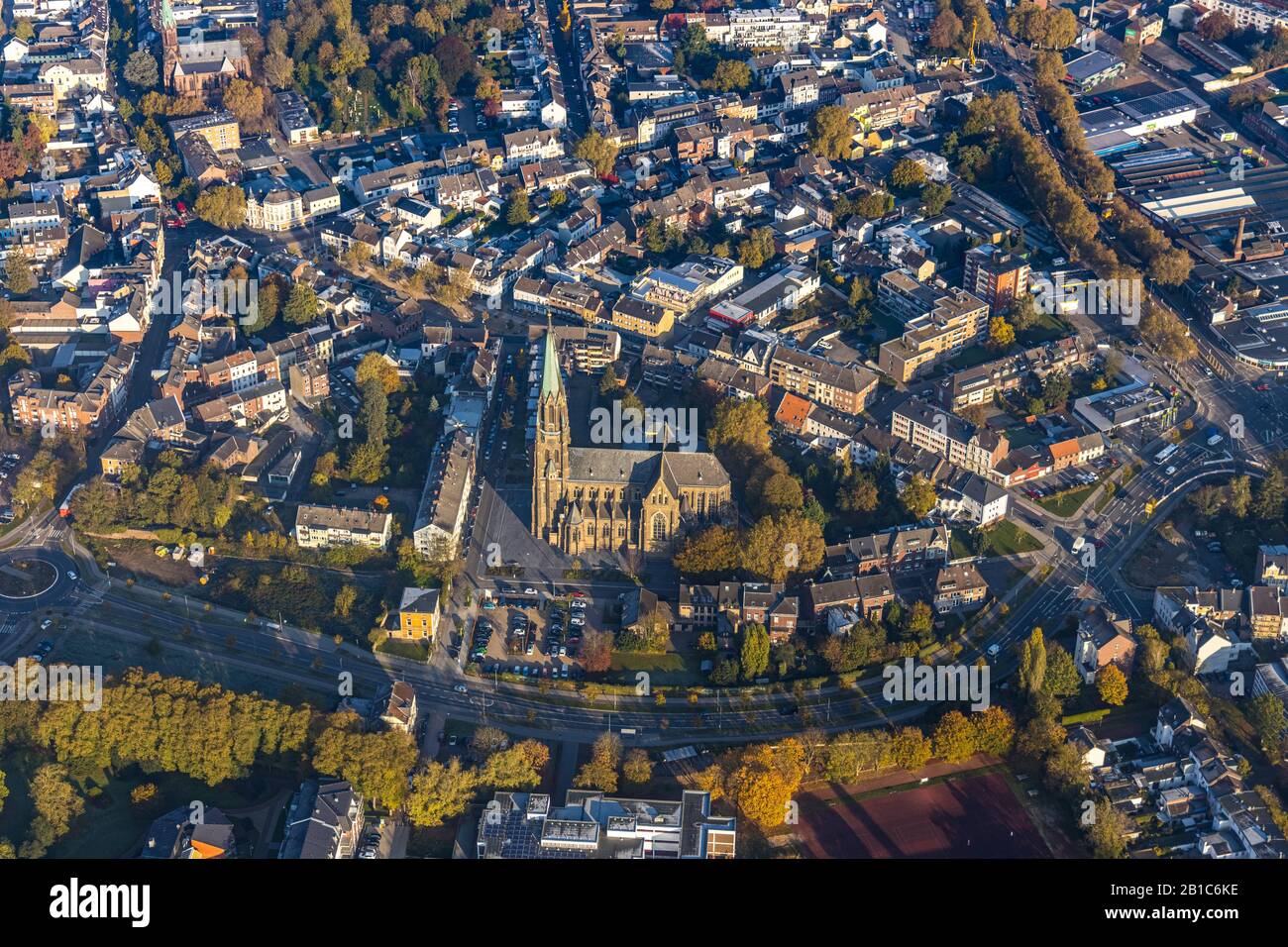 Luftbild, Blick auf die Innenstadt, Grabeskirche St. Joseph Viersen, Viersen, Niederrhein, Nordrhein-Westfalen, Deutschland, An der Joseelsk Stockfoto