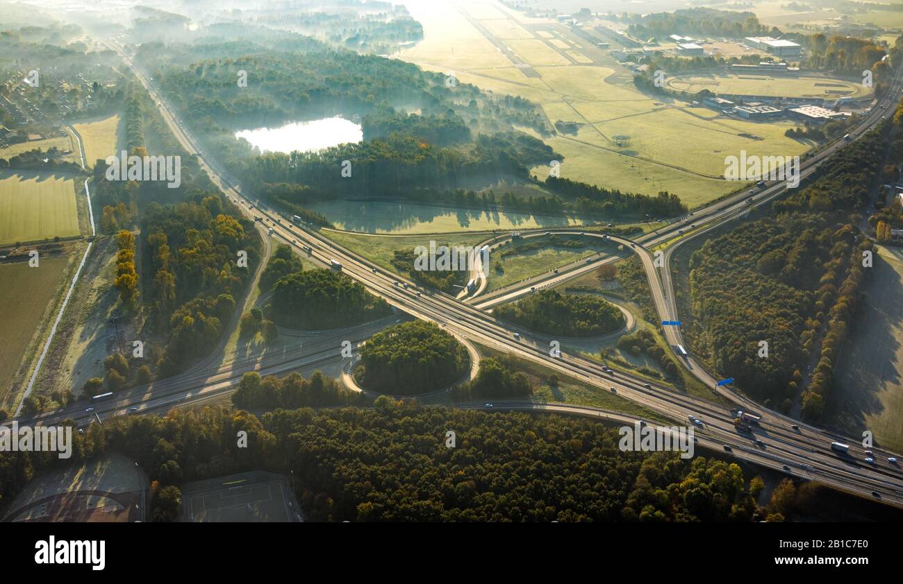 Luftbild, Autobahnkreuz Neersen, A52 und A44, Willich, Niederrhein