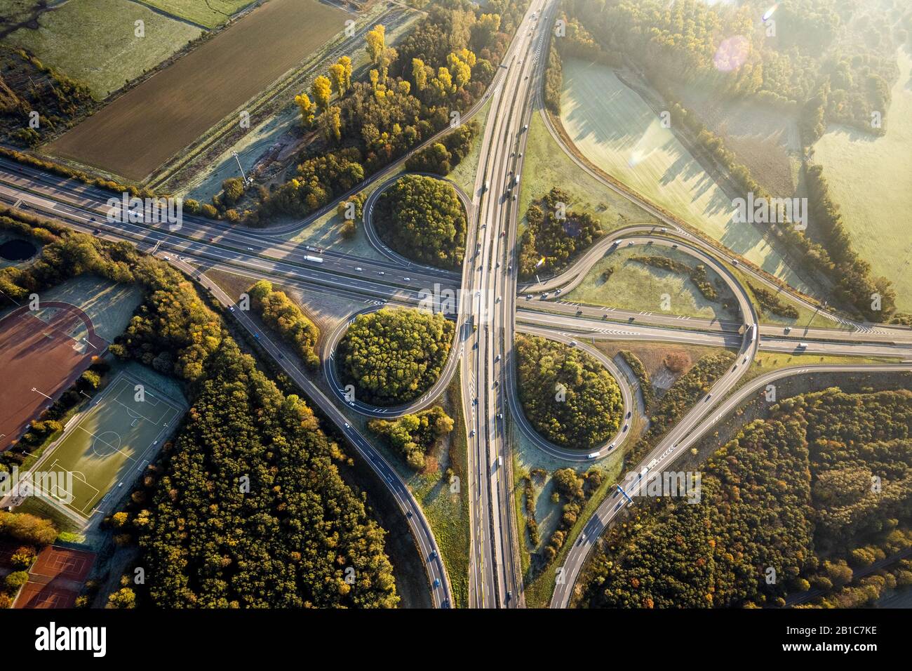 Luftbild, Autobahnkreuz Neersen, A52 und A44, Willich, Niederrhein