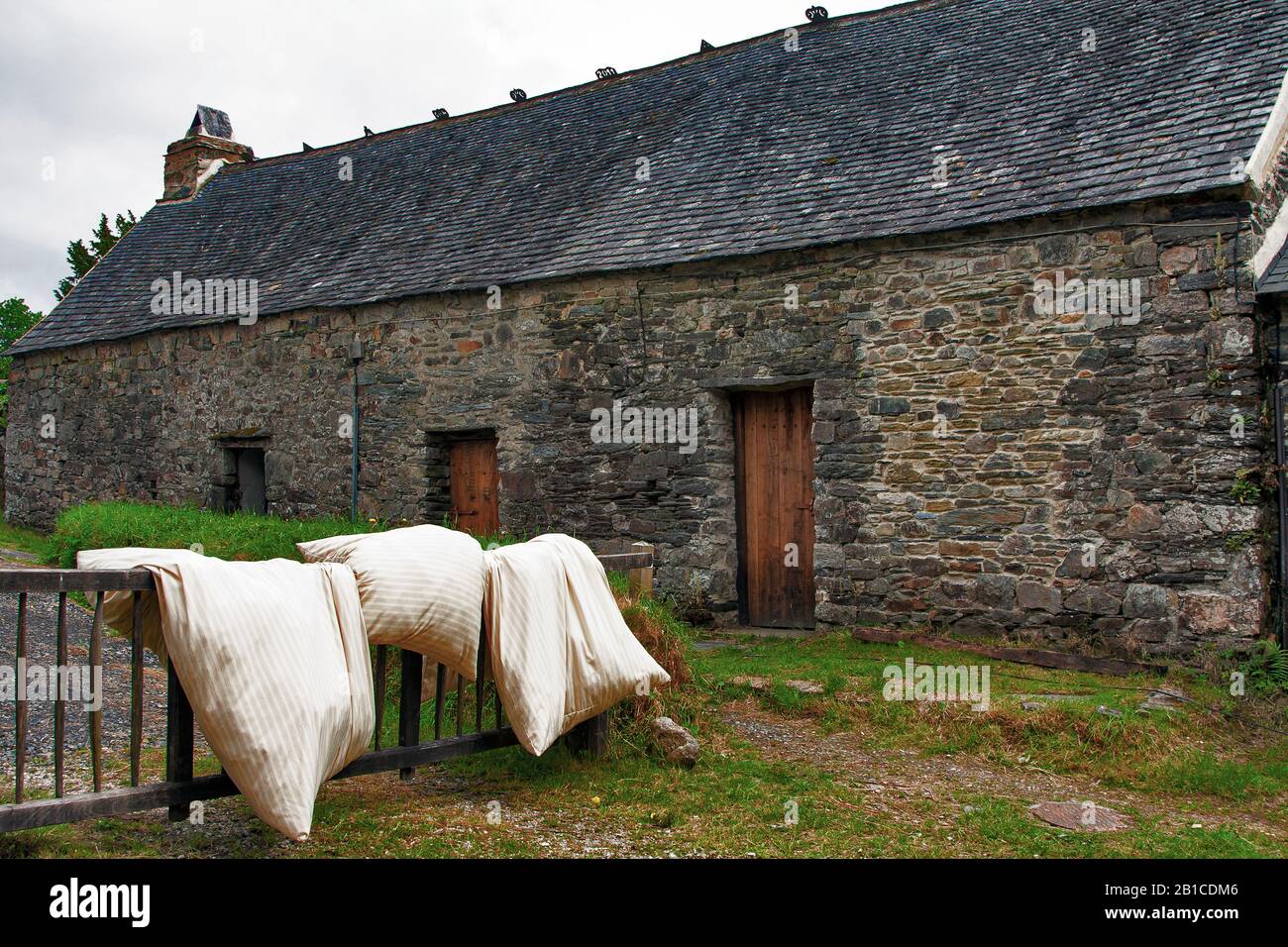 Frankreich, Bretagne, St. Rivoal, Kirche, Economusee des Monts d'Arree, Maison Cornec, frühes Bauernleben, Stockfoto