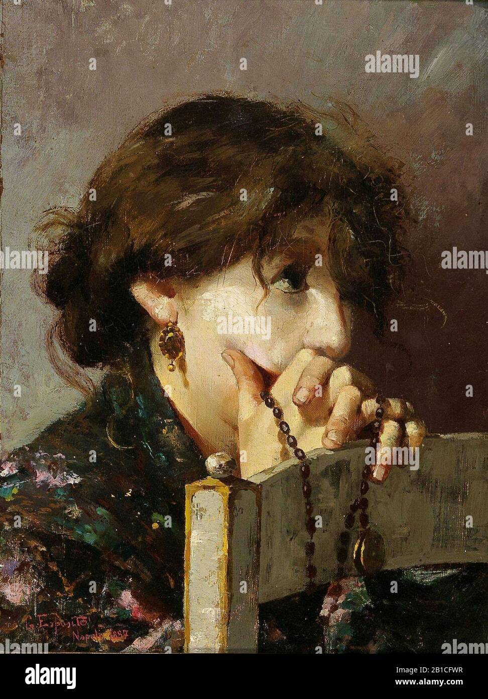 Gaetano Esposito - Frau, die im Jahr 1887 betete. Stockfoto