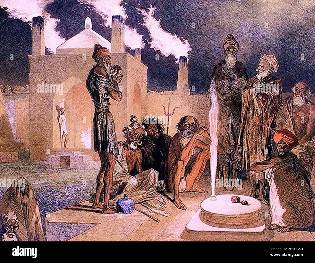 Gagarin. Bakou. Ateseh-Gah, Indiens adonnes au culte du feu. Stockfoto