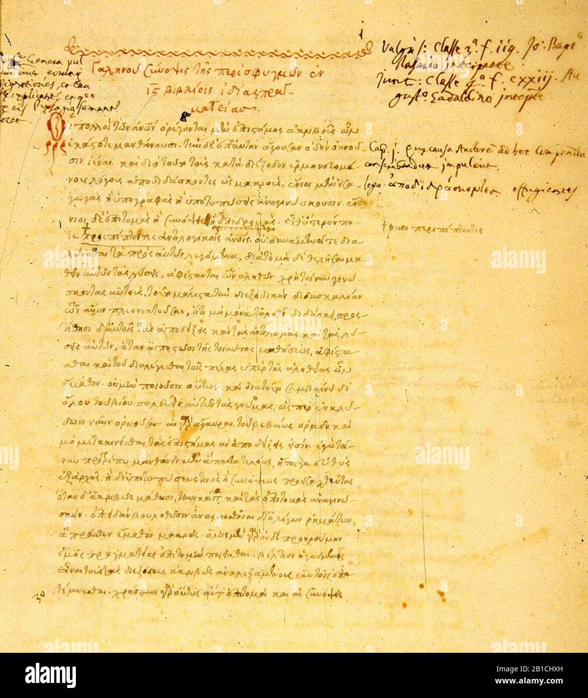 Galenus - De pulsibus. Griechische Handschrift mit lateinischer Übersetzung. Venedig, ca. 1550.. Stockfoto