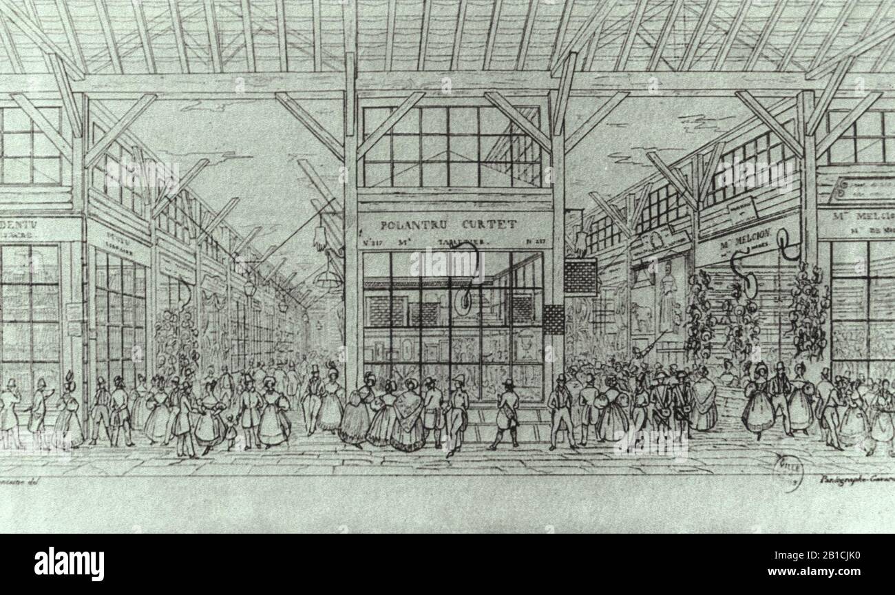 Galeries de Bois du Palais-Royal - Interieur, Zeichnung 2. Stockfoto