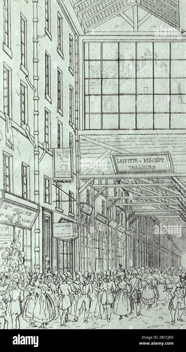 Galeries de Bois du Palais-Royal - Interieur, Zeichnung 1. Stockfoto