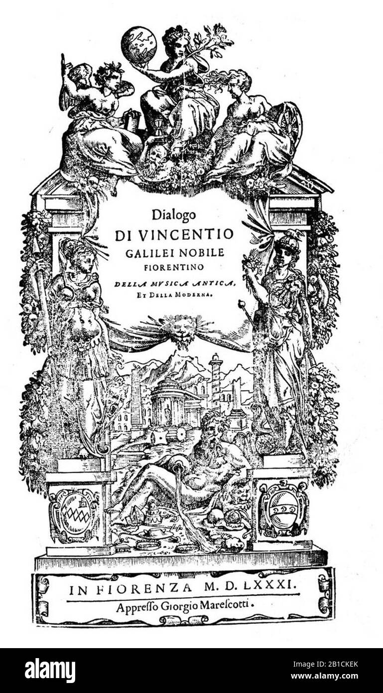 Galilei - Della musica antica et della moderna, 1581 - 1499450. Stockfoto