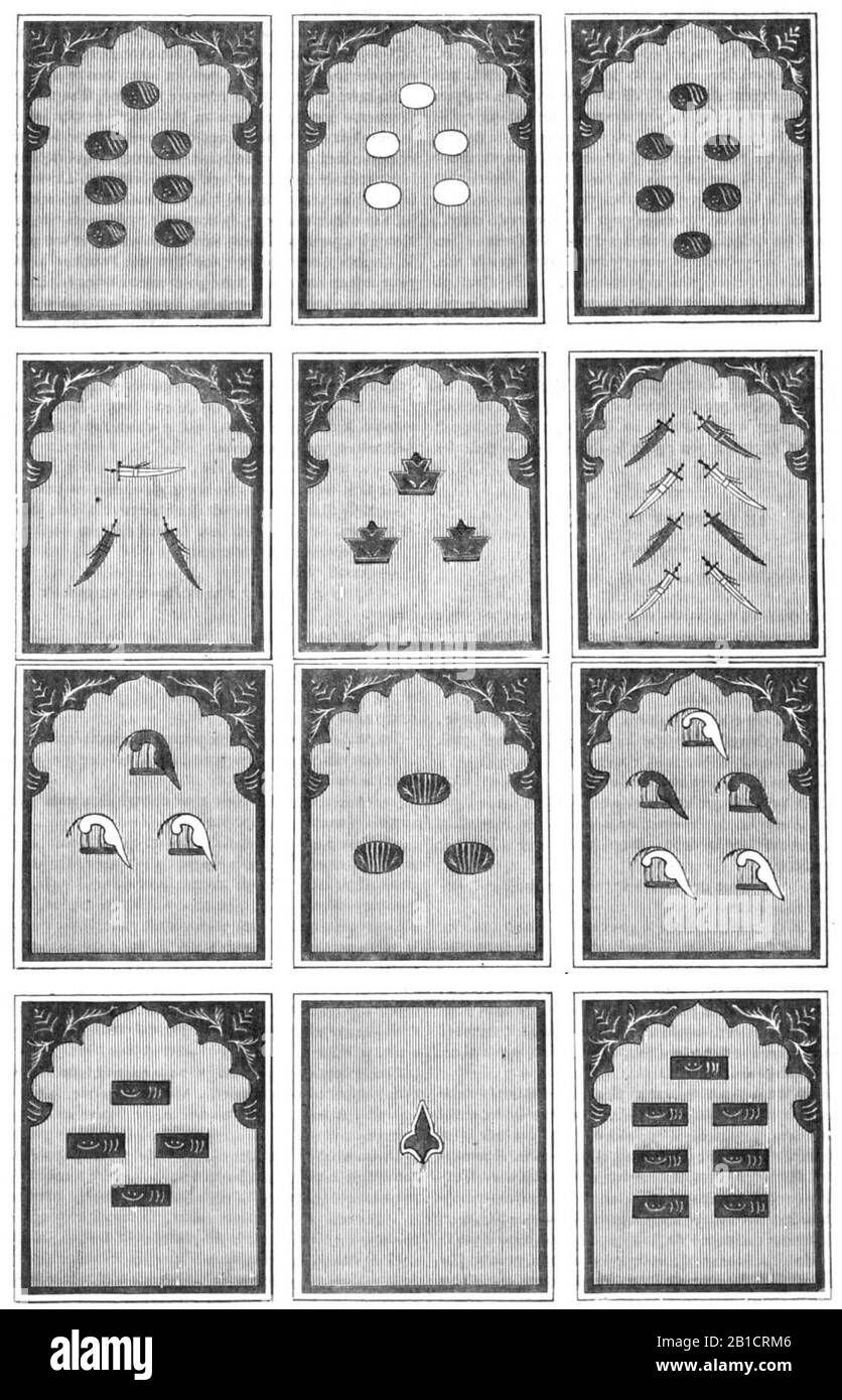 Ganjifa - Le Magasin pittoresque - vol14, 1846 p365. Stockfoto