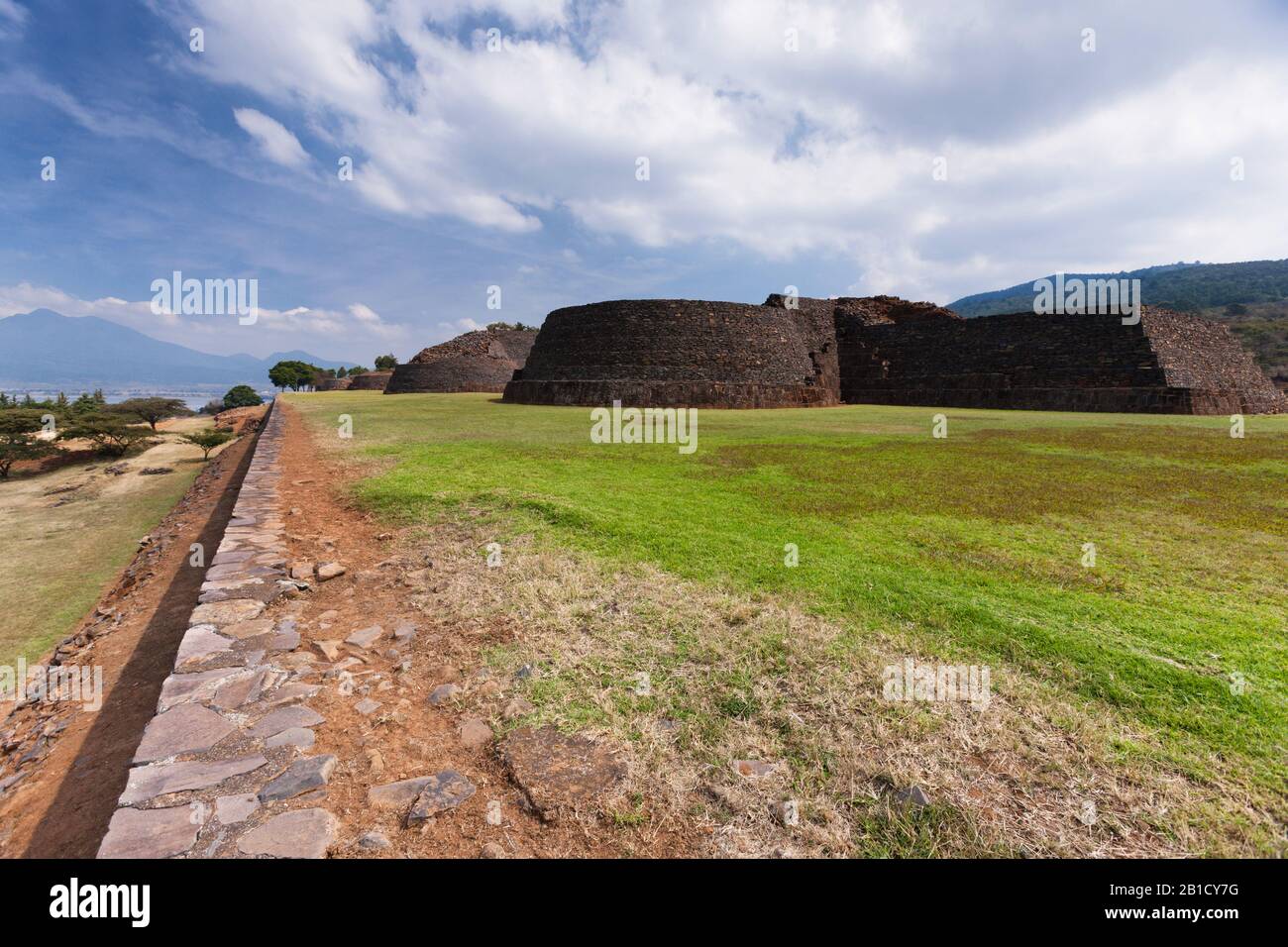 Yacata-Pyramiden, archäologische Stätte Tzintzuntzan, Bundesstaat Michoacan, Mexiko, Mittelamerika Stockfoto