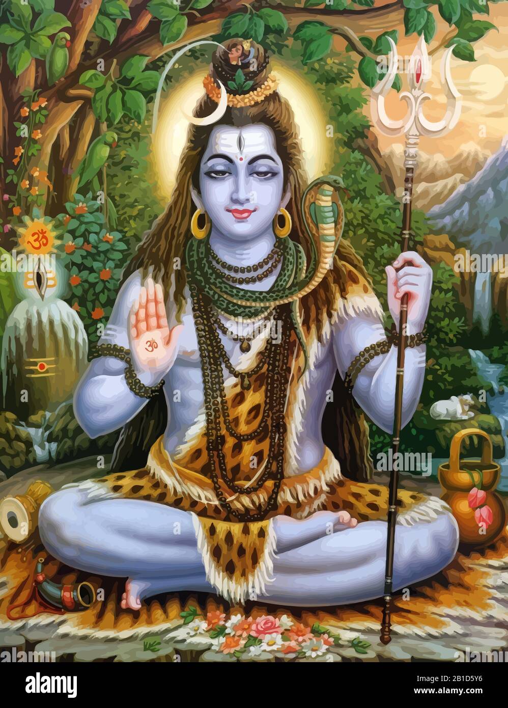 Hinduismus Furst Shiva Gott Ochse Schlange Tier Spirituelle Illustration Heilig Stockfotografie Alamy