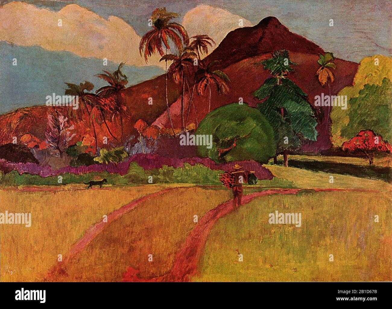 Tahitianische Landschaft (1893) Gemälde des 19. Jahrhunderts von Paul Gauguin - Sehr hohe Auflösung und Qualitätsbild Stockfoto