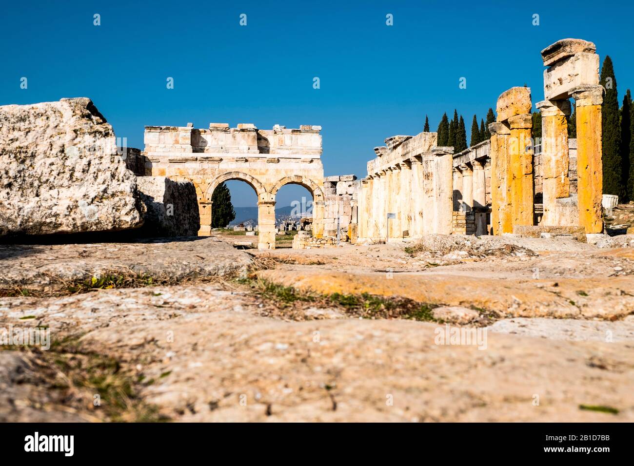 Ruinen von Hierapolis, einer antiken griechischen Stadt Stockfoto