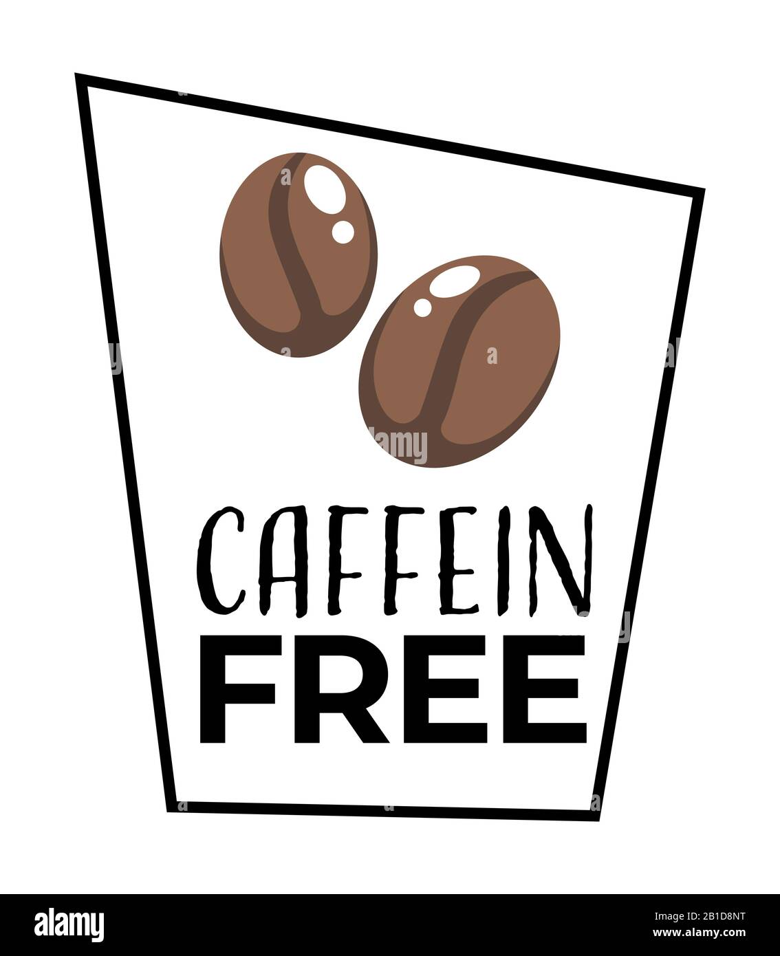 Kein Koffein-Produktetikett, diätetisches Symbol für isolierte Lebensmittel Stock Vektor