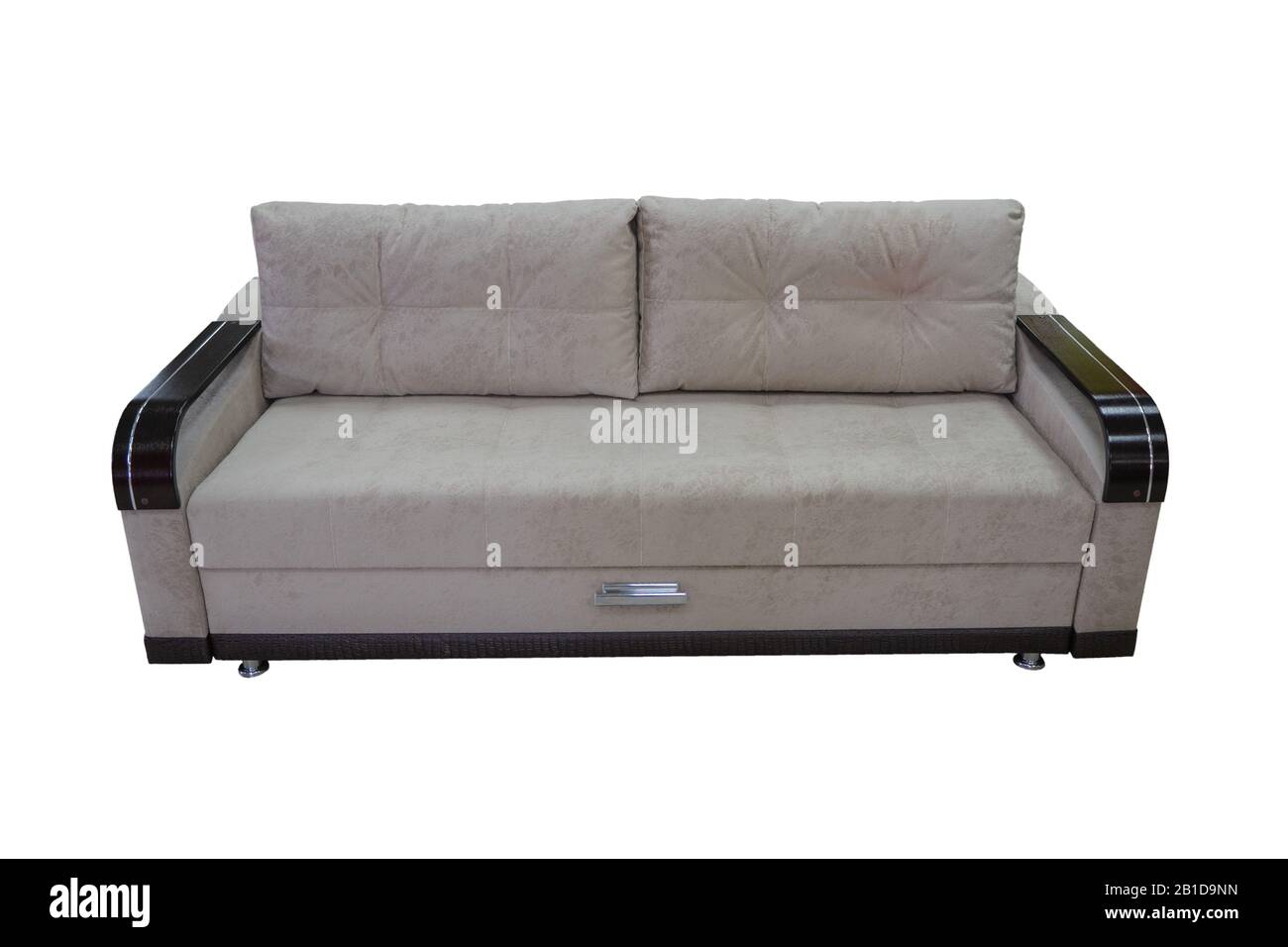 Faltbares Sofabett, hellbraun, isoliert auf weißem Hintergrund. Stockfoto