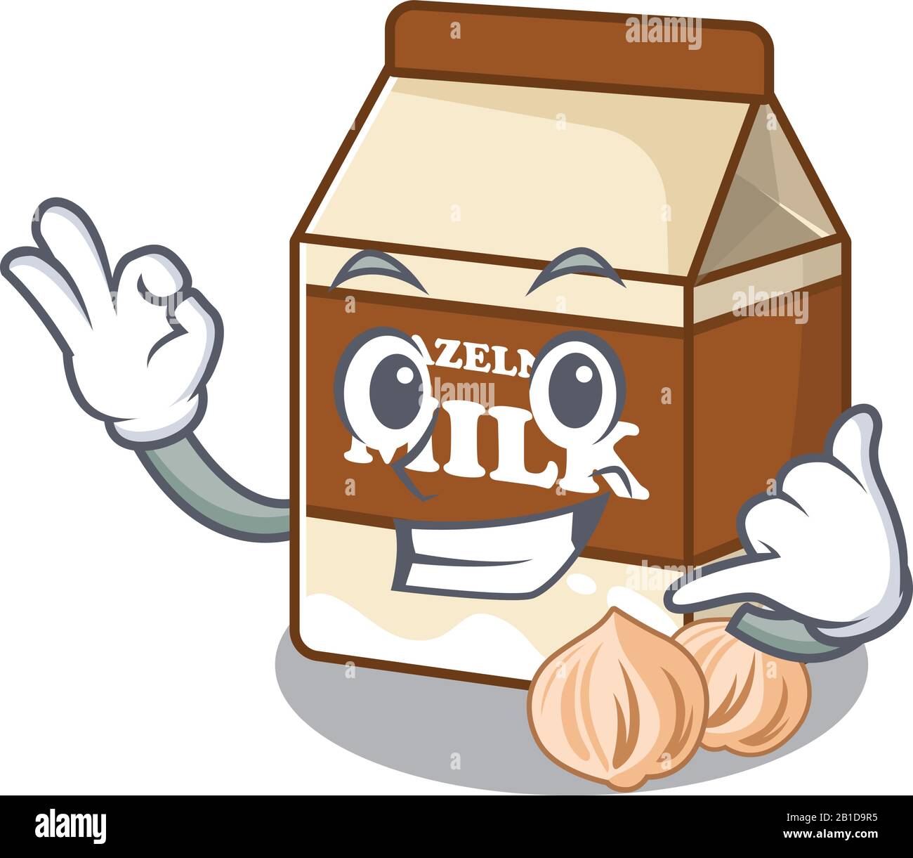 Nennen Sie mich lustige Haselnuss-Milch-Cartoon-Charakter-Konzept Stock Vektor