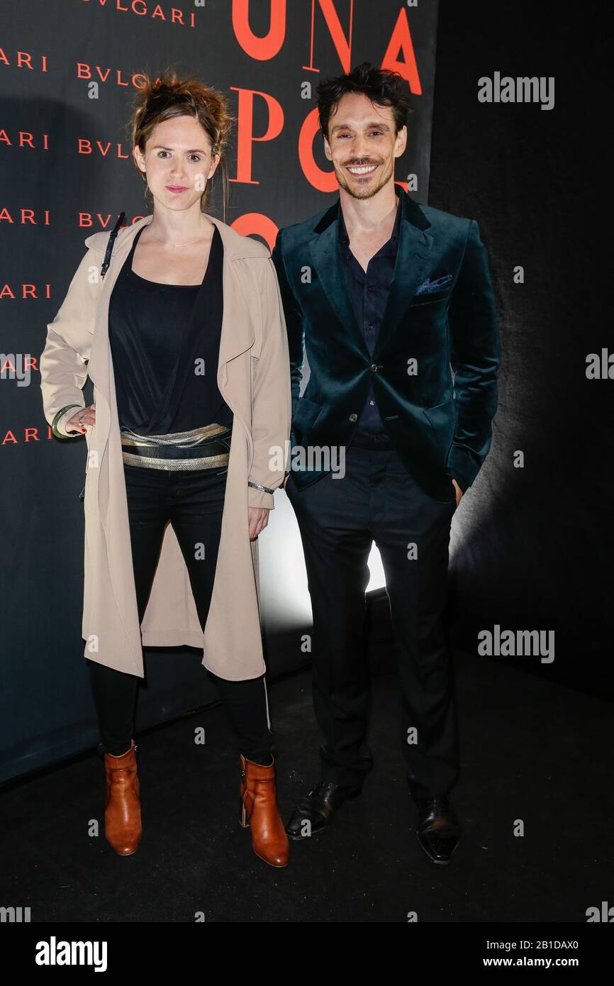 Berlin, Deutschland. Februar 2020. 70. Berlinale, BVLGARI x Conantin-Film-Party: Emily Cox und Philipp Christopher auf der BVLGARI x Conantin-Film-Party in der Arena Berlin. Das Internationale Filmfestival findet vom 20.02. Bis 01.03.2020 statt. Kredit: Gerald Matzka / dpa-Zentralbild / ZB / dpa / Alamy Live News Stockfoto