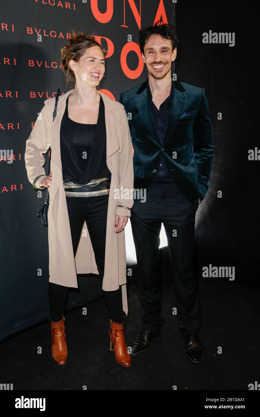 Berlin, Deutschland. Februar 2020. 70. Berlinale, BVLGARI x Conantin-Film-Party: Emily Cox und Philipp Christopher auf der BVLGARI x Conantin-Film-Party in der Arena Berlin. Das Internationale Filmfestival findet vom 20.02. Bis 01.03.2020 statt. Kredit: Gerald Matzka / dpa-Zentralbild / ZB / dpa / Alamy Live News Stockfoto