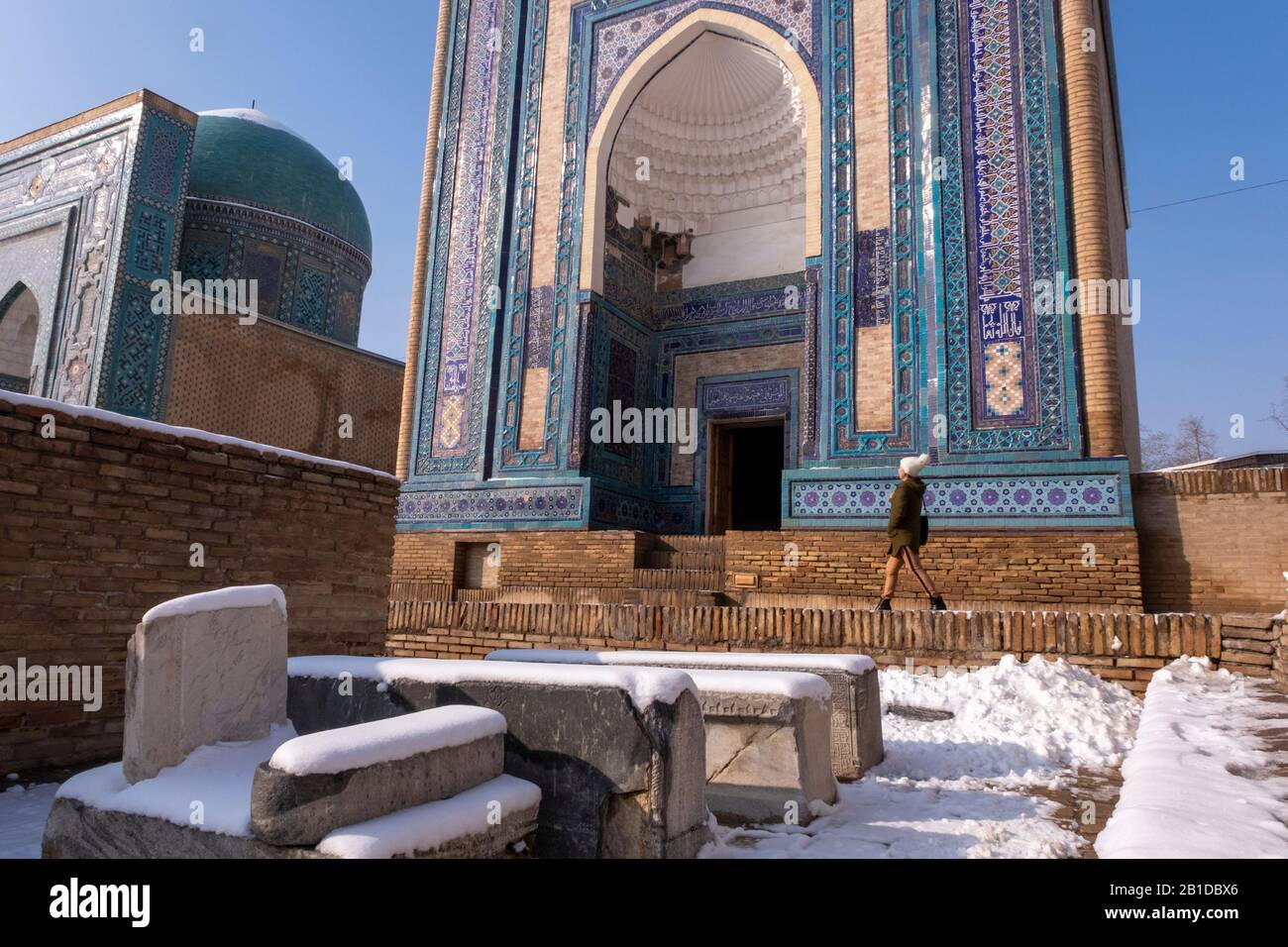 Pilger auf der Shahi Zinda Necropolis, Samakand, Usbekistan. Stockfoto