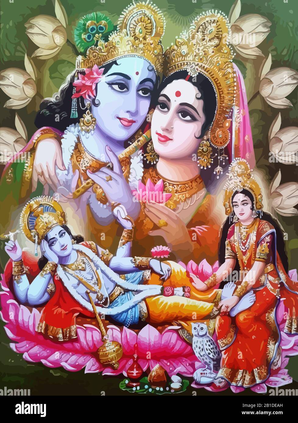 Lord Vishnu Lady Lakshmi Ehefrau lotus Blume Wohlstand hinduismus