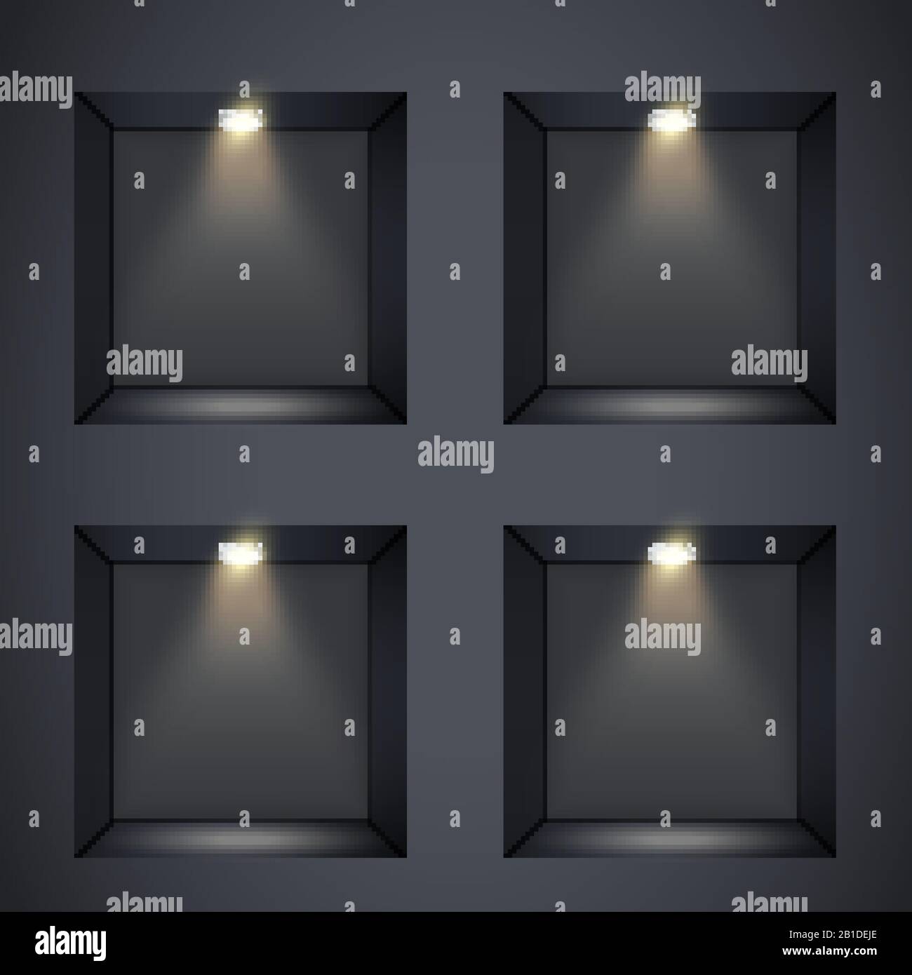 Schwarze Wandnischen mit Spotlight Stock Vektor
