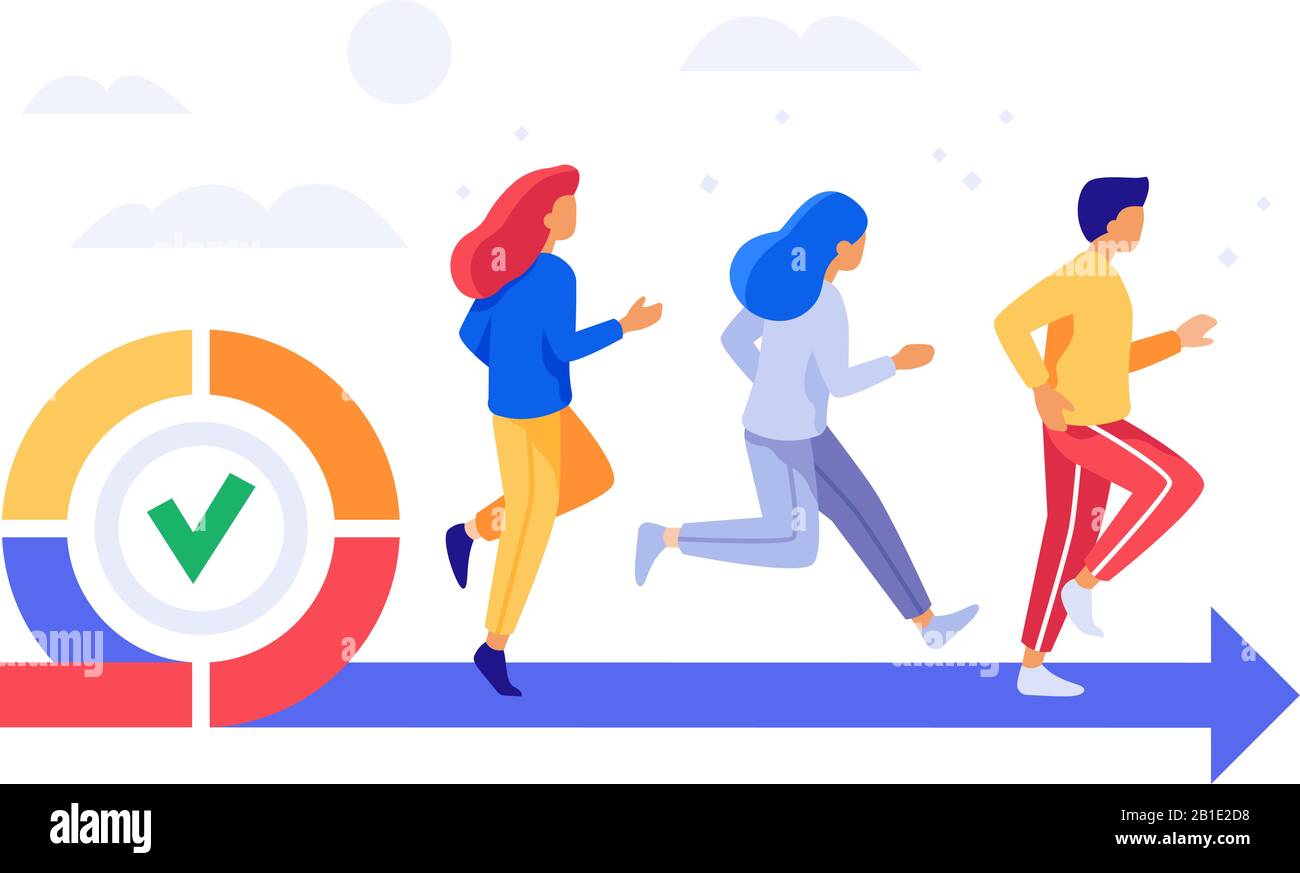 Agiles Entwicklungsteam. Professionelle Business-Teamarbeit, flexibles Management und Workflow-Projekte planen Vektorgrafiken Stock Vektor