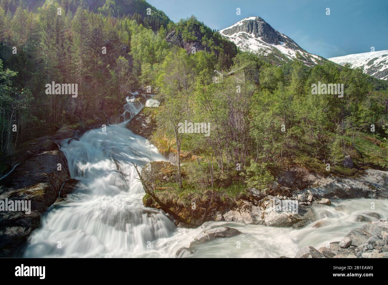 Wildwasser am Folgofonna-Gletscher, Norwegen, Bruer Stockfoto