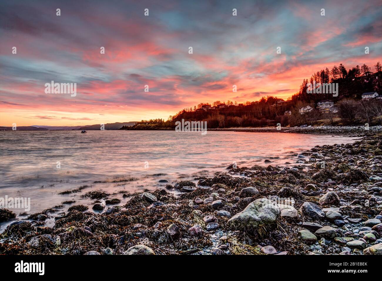 Sunrise Trondheimfjord, Norwegen, Trondheim Stockfoto