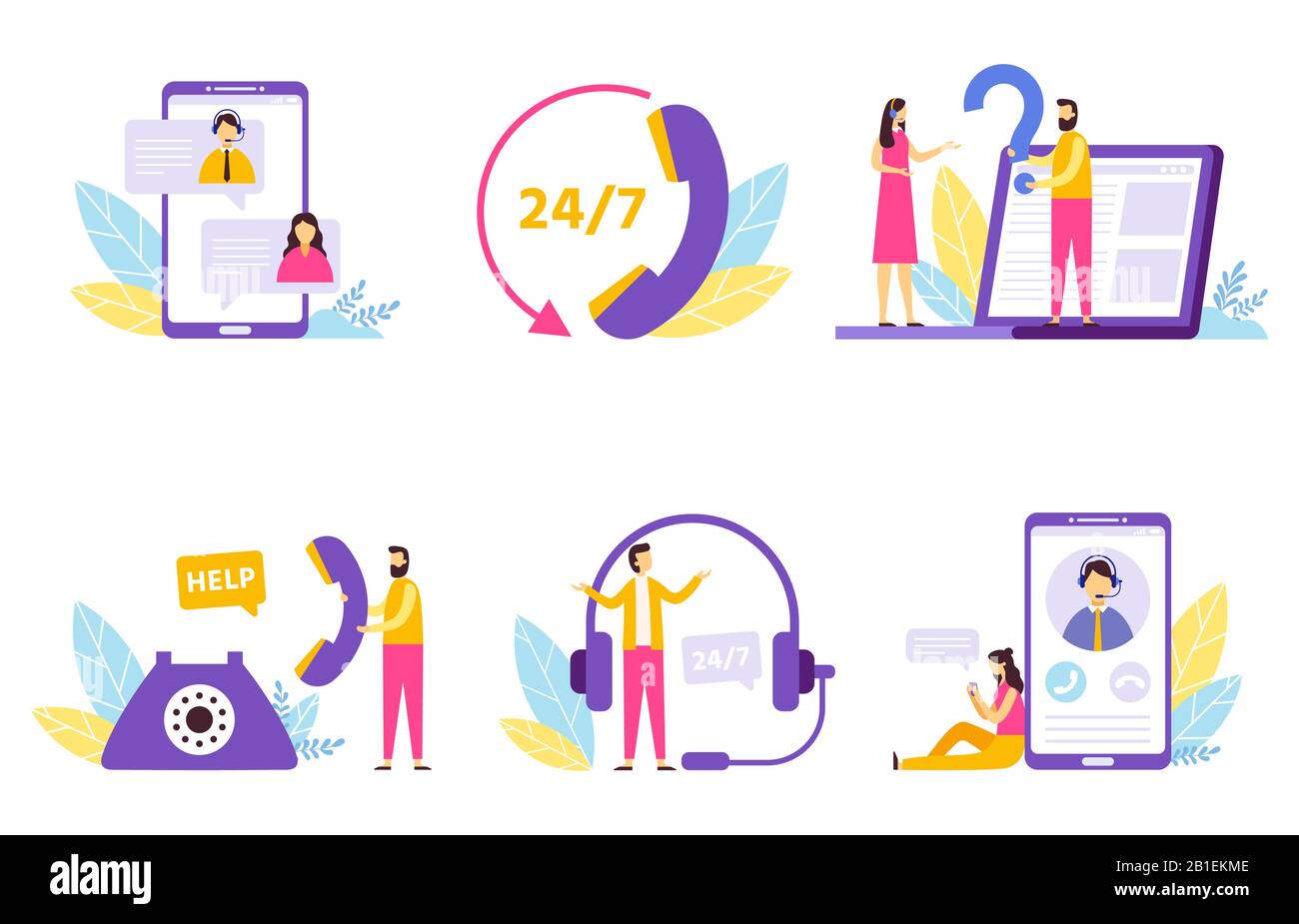 Online-Assistent. Virtueller technischer Support, persönlicher Assistent und Kommunikationsvektor der Hotline Stock Vektor