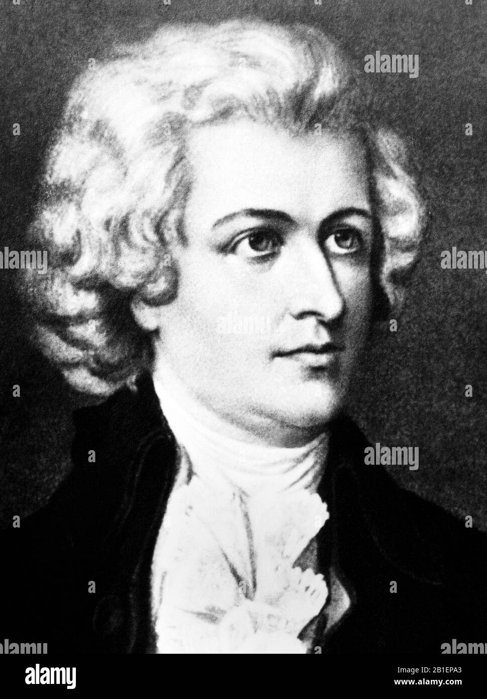 Vintage-Porträt des Komponisten Wolfgang Amadeus Mozart (1750-1730-1). Undatiertes Bild, das um 1920 von der Detroit Publishing Co. Veröffentlicht wurde Stockfoto