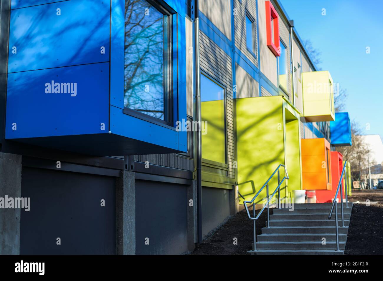Modularer Kindergarten in Vilnius Stockfoto