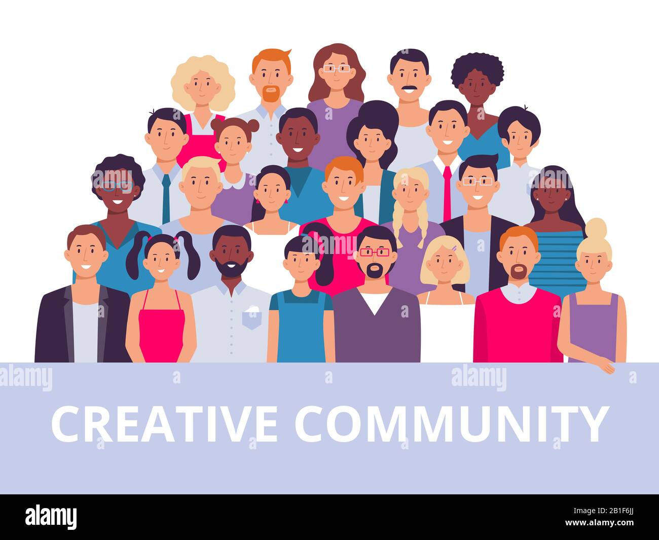 Personengruppe. Multiethnische Community Portrait, diverse Erwachsene und Büroangestellte Team-Vektor-Illustration Stock Vektor