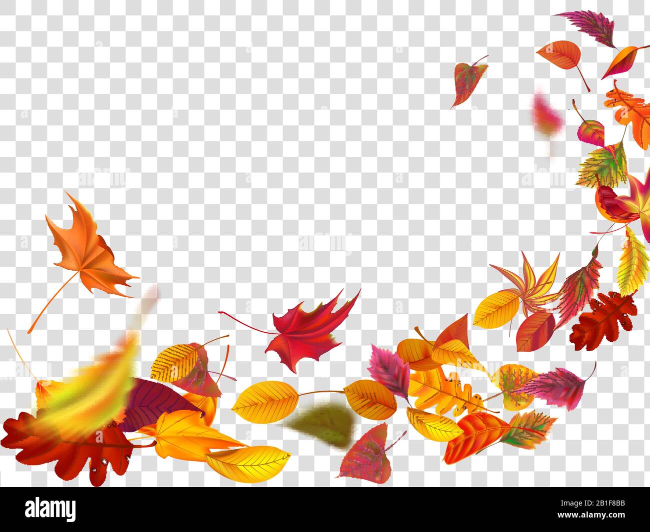 Herbst fallende Blätter. Blattfall, Wind steigt herbstliches Laub und gelbe Blätter isolierte Vektorgrafiken Stock Vektor