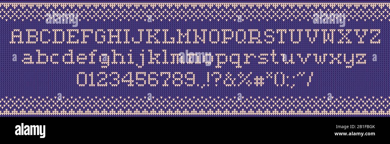 Hässliche Pullover Schrift. Strickbriefe, weihnachtsliederpullover und Weihnachtsstrickmuster aus Vektor-Illustrationsset Stock Vektor