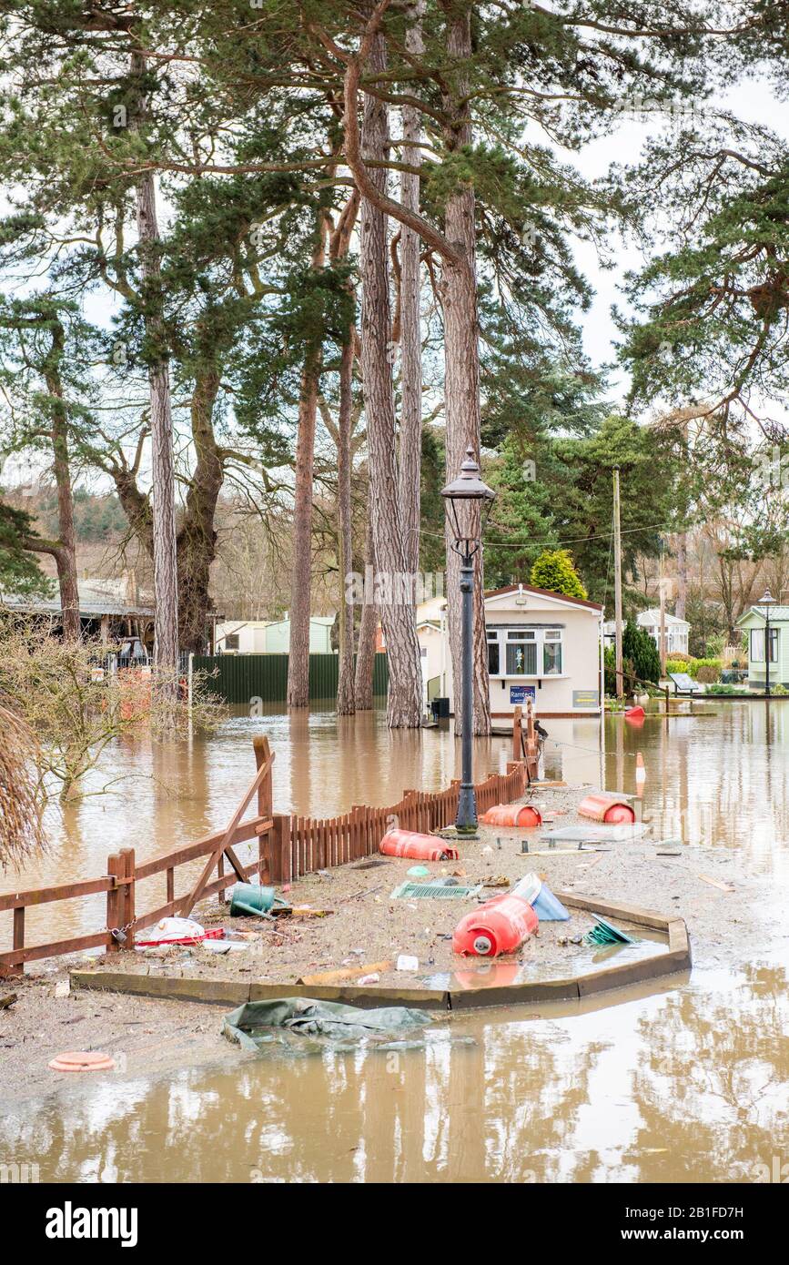 Bridgnorth, Shropshire, Großbritannien. Februar 2020. Wetter in Großbritannien, schwere Überschwemmungen in Bridgnorth, Shropshire, mit dem Fluss Severn Rekordwerte erreicht. Fotogutschrift: Kredit: Will Bailey/Alamy Live News Stockfoto