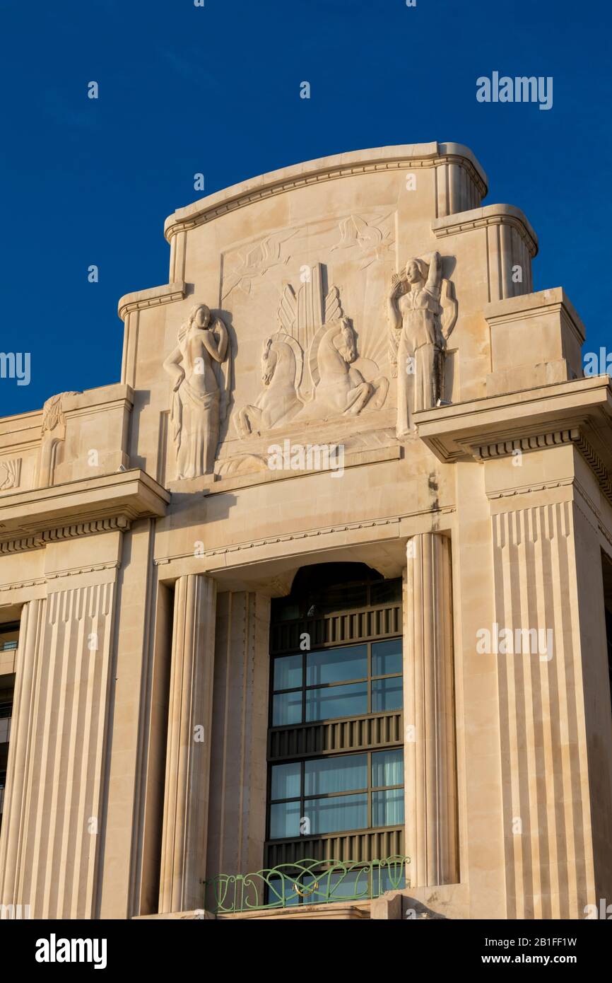 Casino und Hotel Palais de la Méditerranée, Promenade des Anglais, Baie des Anges, Nizza, Südfrankreich, Stockfoto