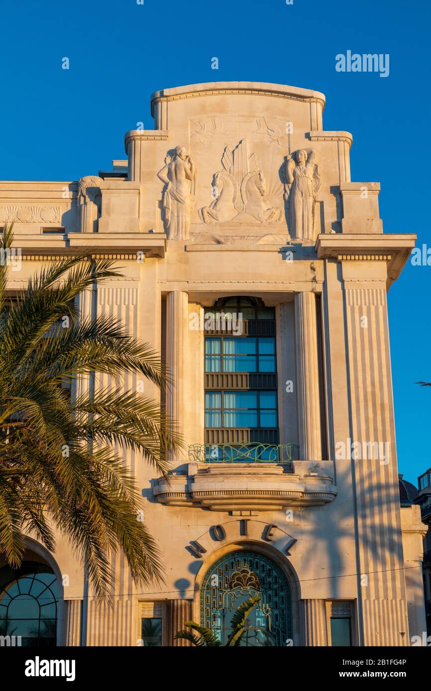 Casino und Hotel Palais de la Méditerranée, Promenade des Anglais, Baie des Anges, Nizza, Südfrankreich, Stockfoto