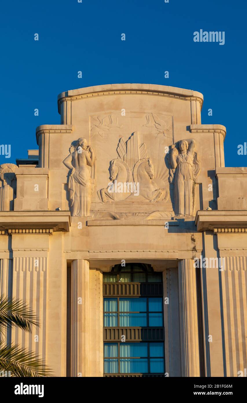 Casino und Hotel Palais de la Méditerranée, Promenade des Anglais, Baie des Anges, Nizza, Südfrankreich, Stockfoto