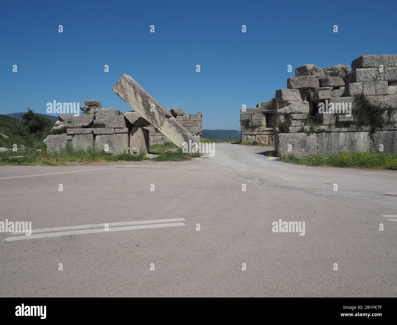 Das arkadische Tor im Alten Messene, Ithomi, Messini, Messenia, Peloponnes, Griechenland Stockfoto