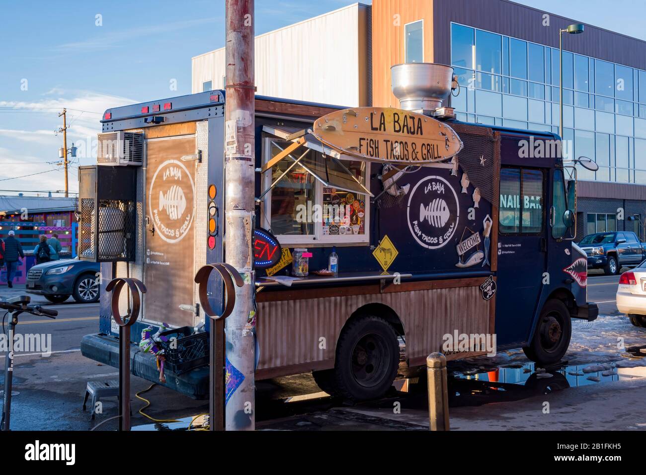 Denver 15 Februar Nachmittagsansicht Eines Food Trucks Von Fish Tacos Grill Am 15 Februar 2020 In Denver Colorado Stockfotografie Alamy