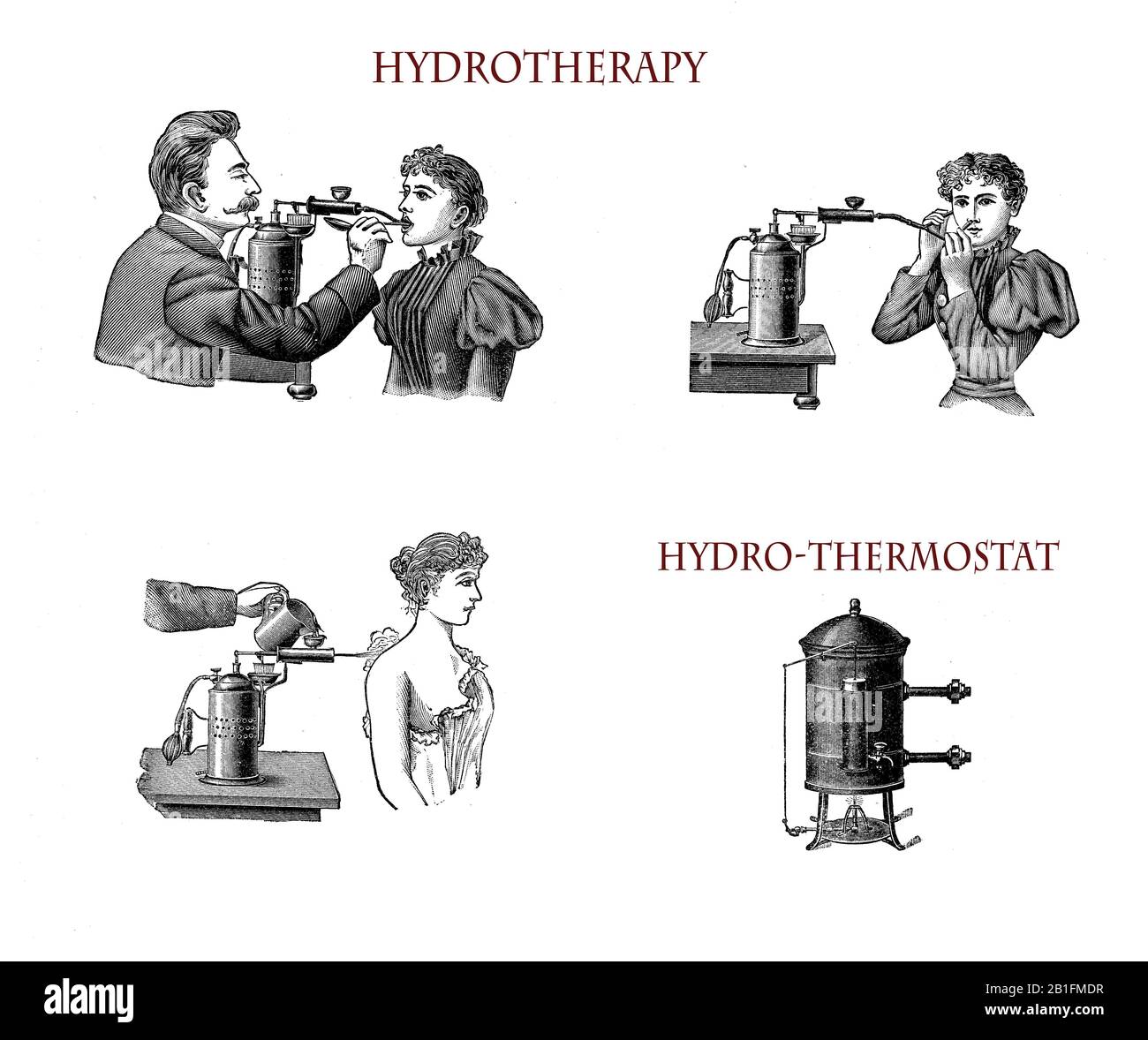 Hydrotherapie, alternative Medikamente, die die Verwendung von Wasser zur Schmerzlinderung und Behandlung beinhalten. Der Hydrotermostat hat das Wasser bei der gewünschten Temperatur Stockfoto