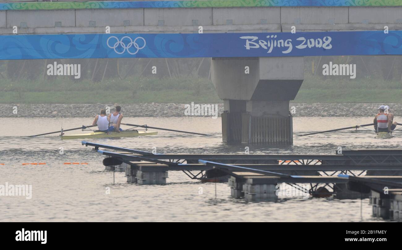 Shunyi, CHINA. Olympische Regatta 2008, Samstag, 09.08.2008 [Pflichtgutschrift: Peter SPURRIER, Intersport-Bilder] Stockfoto