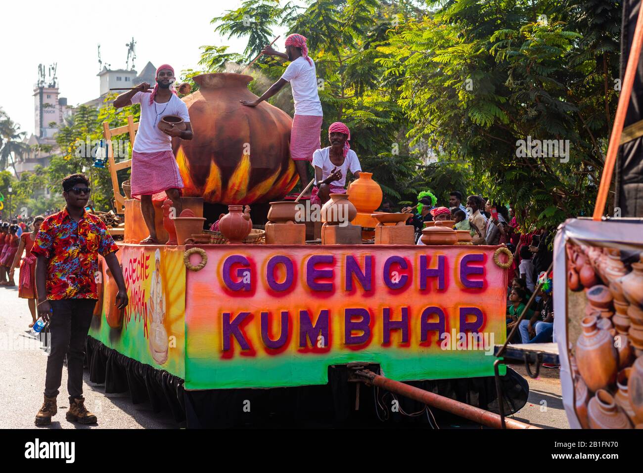 Margao, Goa/Indien - 23. Februar 2020: Schwebt und Figuren, die während der Karnevalsfeiern in Goa, Indien/Touristenveranstaltungen in Goa zu sehen sind Stockfoto