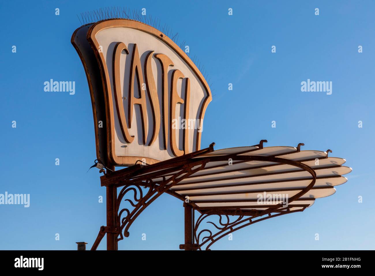 Castel Beach Signage, Nizza, Südfrankreich, Stockfoto