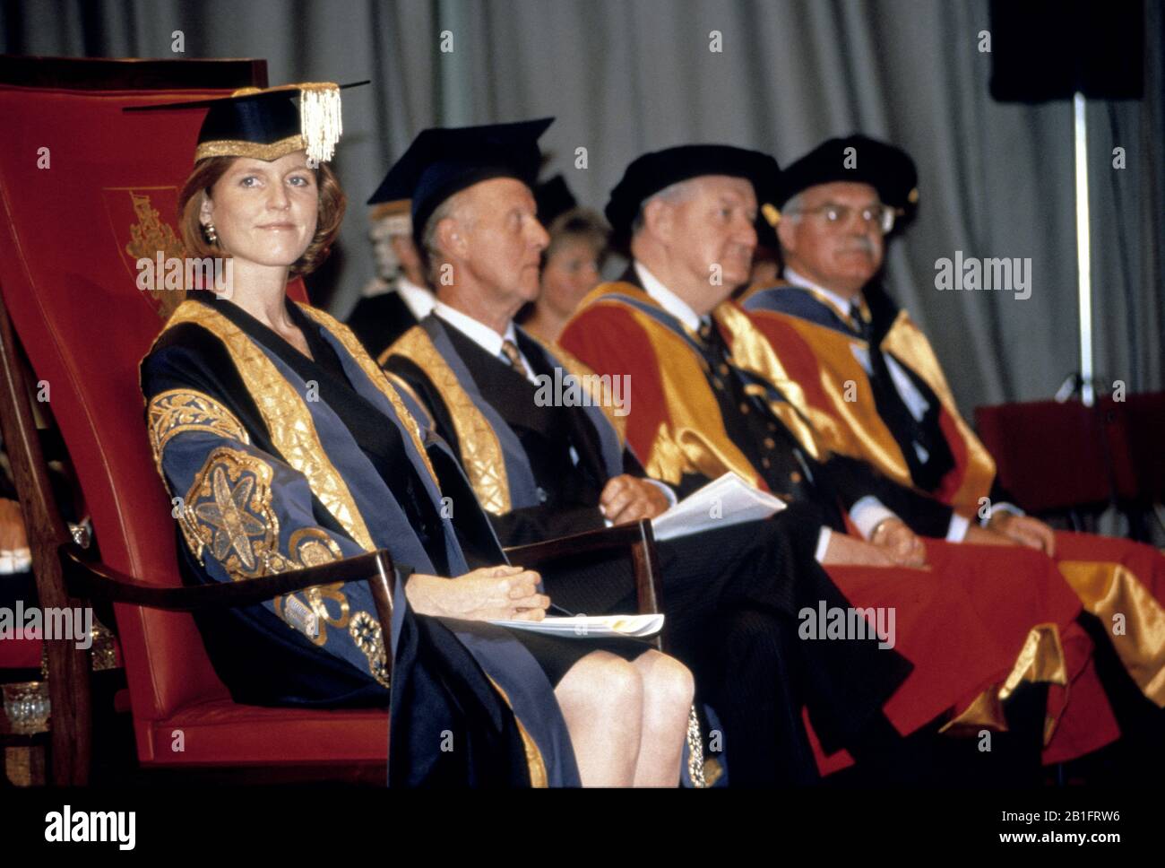 Sarah Ferguson, HRH Duchess of York, erhält im September 1991 ein Ehrendiplom an der Salford University, England Stockfoto
