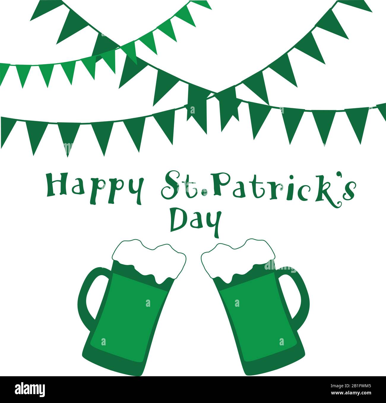 Vektordarstellung des St. Patrick's Day Hintergrunds mit Bier und Bungeschank . Alles gute. Patrick's Day. Stock Vektor