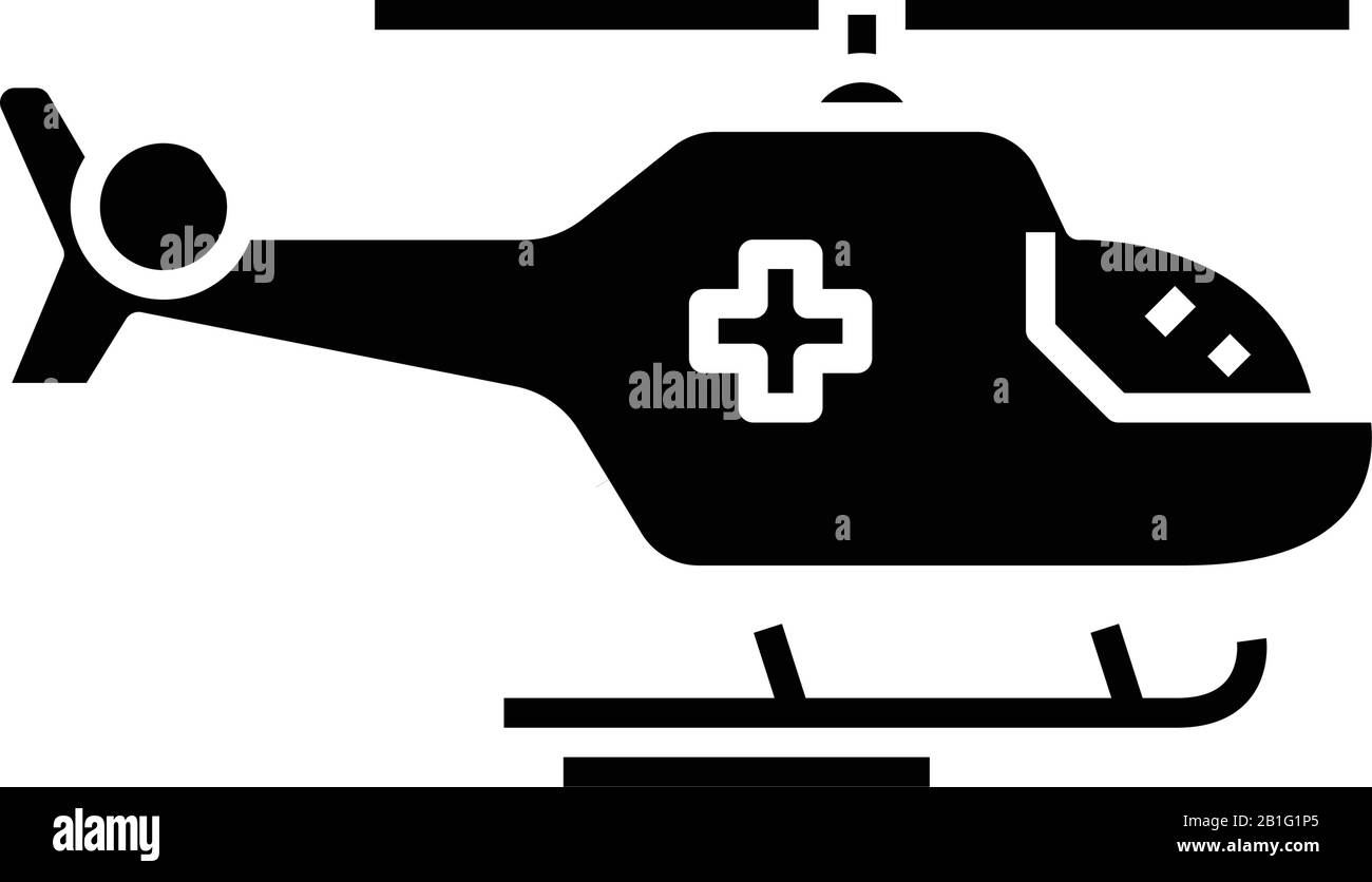 Schwarzes Symbol für Rettungshubschrauber, Konzeptabbildung, Vektor-Flachsymbol, Glyph-Zeichen. Stock Vektor