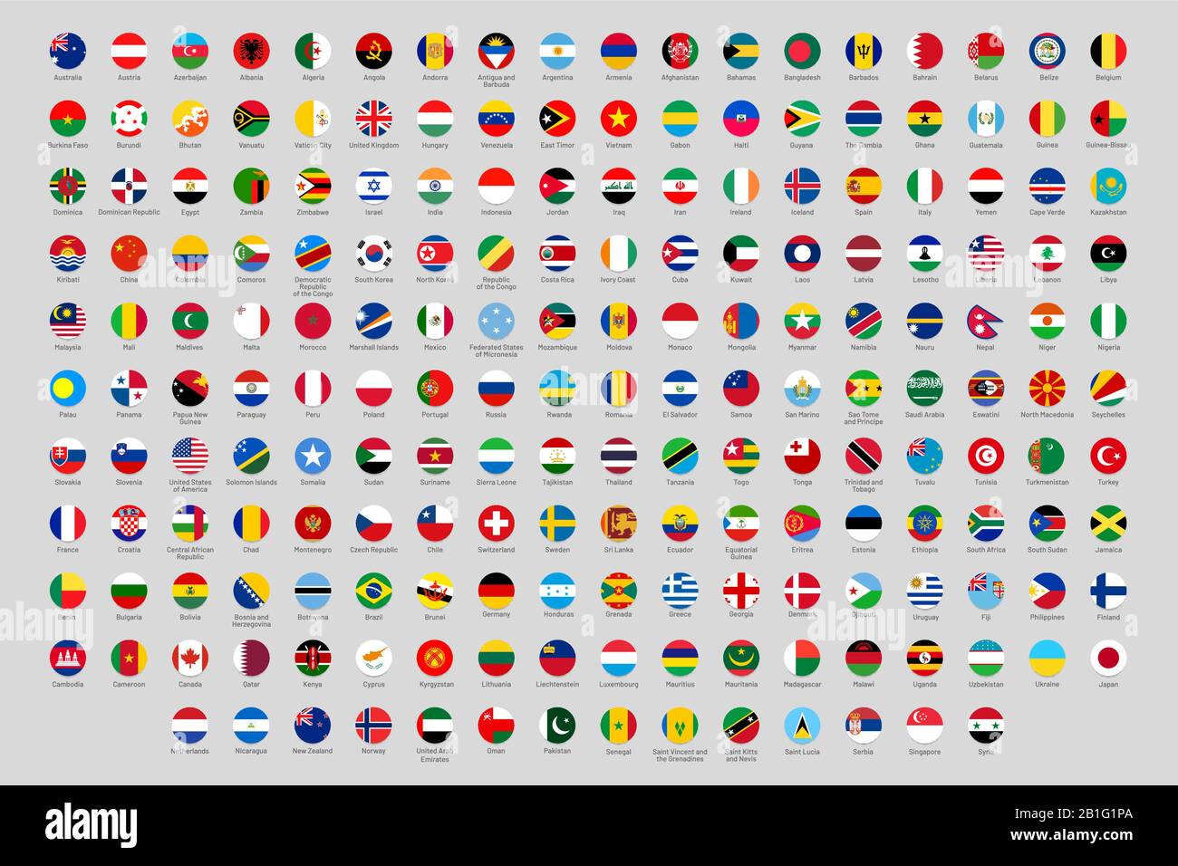 Runde Nationalflaggen. Länder der Welt - Flaggenkreise, offizielle ...