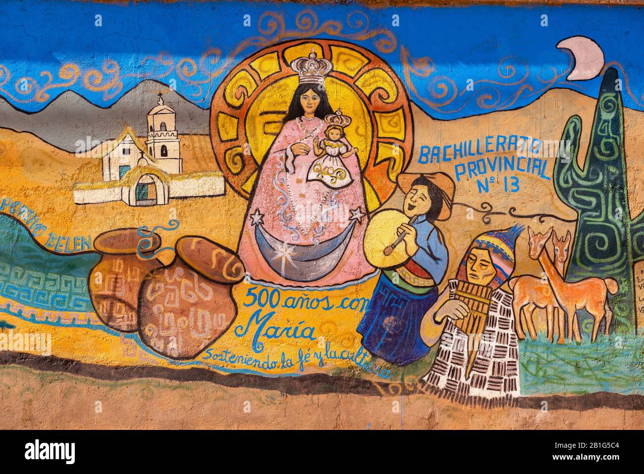 Grafitti in der Kleinstadt Susques in der Nationalstraße 52, hoch gelegene Anden, Puna-Wüste, Provinz Jujuy, NW Argentinien, Lateinamerika Stockfoto
