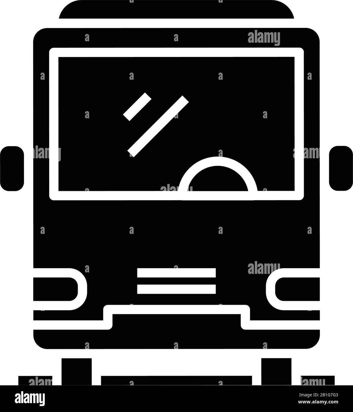 Symbol für eintreffenden Bus schwarz, Konzeptabbildung, Symbol für vektorielle Ebene, Glyph-Zeichen. Stock Vektor